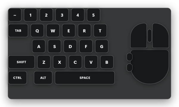 A keystroke display showing keys lighting up as they are pressed